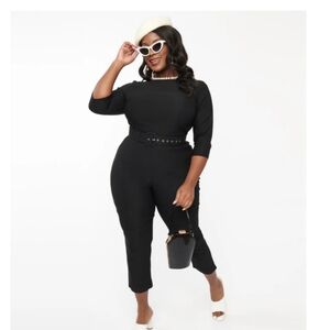 New unique vintage 1950s jumpsuit sz 14/16 V back cropped